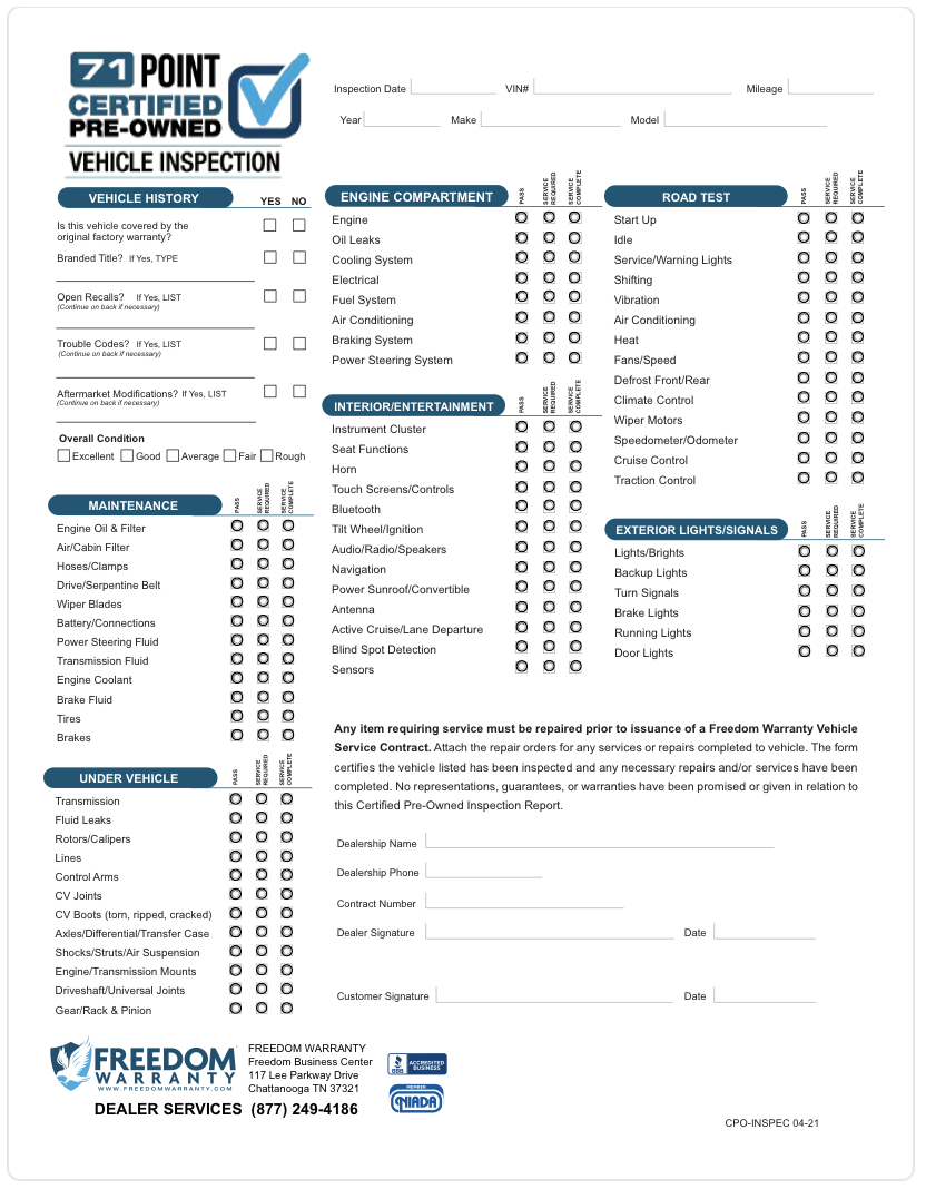 Compare Freedom Warranty products.